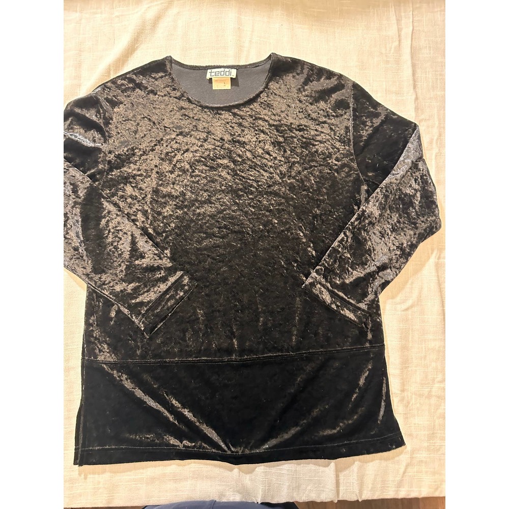Vintage Teddi Black velvet top- Medium